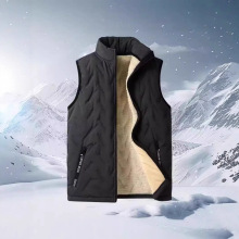 秋冬季加绒加厚外套羊羔绒马甲男士保暖青年黑色宽松马夹外穿上衣