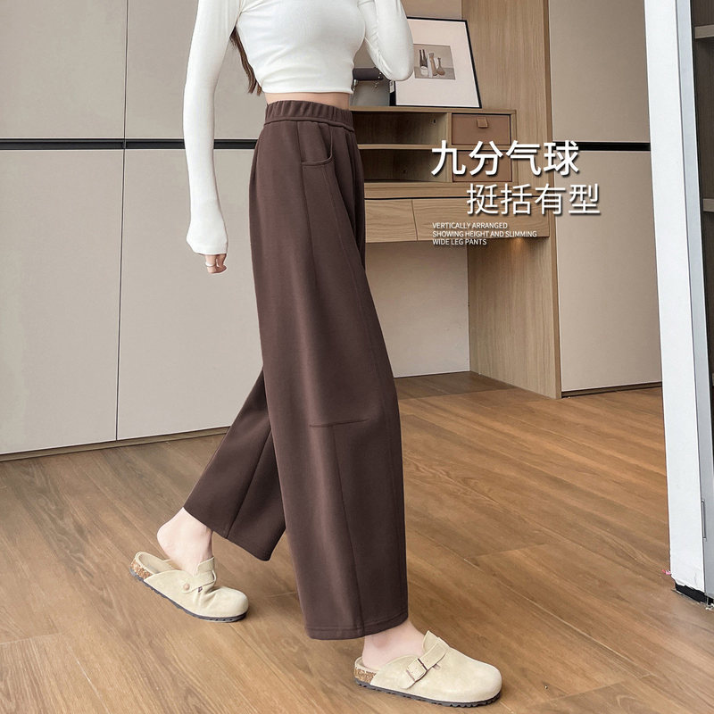 Women's 7/8 Length Petite Brown Pants, 2026 New Spring/Autumn Thin Loose Relaxed Wide-Leg Balloon Pants Women's 7/8 Length Petite Brown Pants, 2026 New Spring/Autumn Thin Loose Relaxed Wide-Leg Balloon Pants