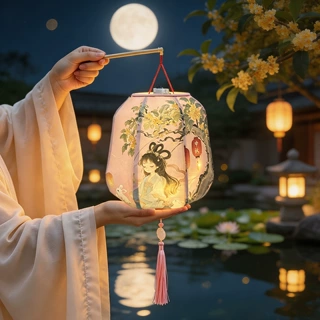中秋节灯笼装饰幼儿园活动儿童手工制作DIY精美手提古风发光花灯