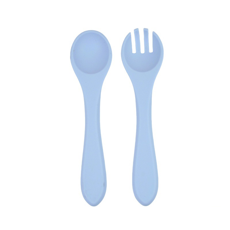 Alimentos de silicona set de cubiertos para niños cucharas blandas tenedor ventosa cuenco divisor de platos de comedor bib puede personalizar caja de regalo