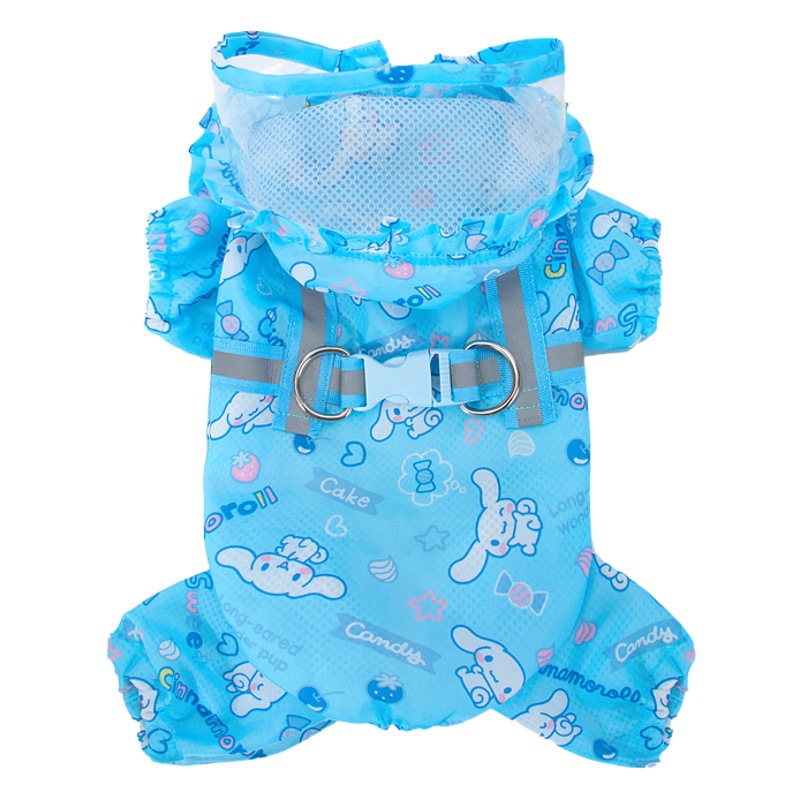 Perro de orejas grandes productos genuinos nombre conjunto completo impreso perro pequeño perro impermeable todo incluido hebilla de tracción poncho ropa para perros mascotas en stock
