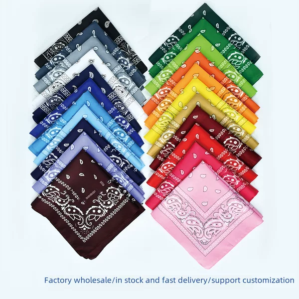 Cross-border source polyester Paisley cashew flower square hip hop outdoor riding spot wholesale bandana turban