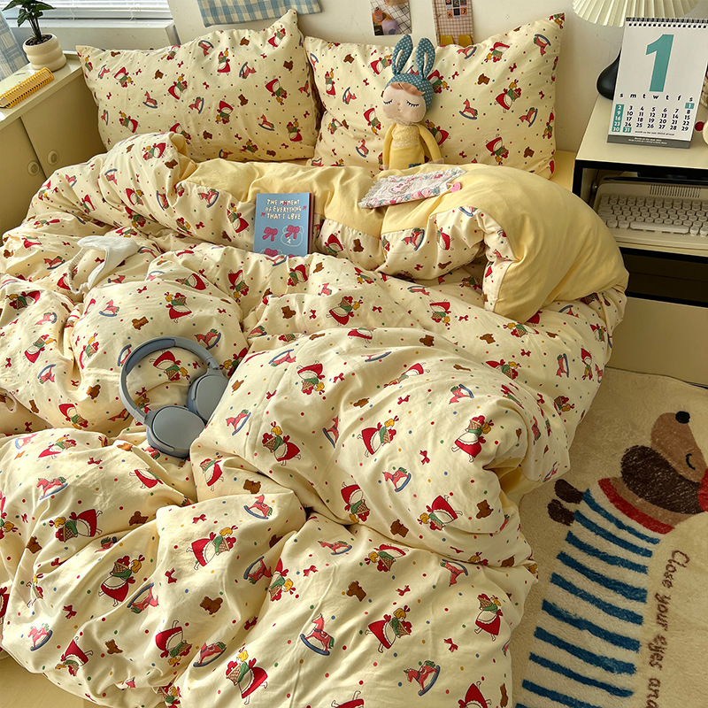 Cama de cuatro piezas de madres y bebés de clase A sábanas de algodón cubierta cama de dormitorio de estudiantes de tres piezas de cama