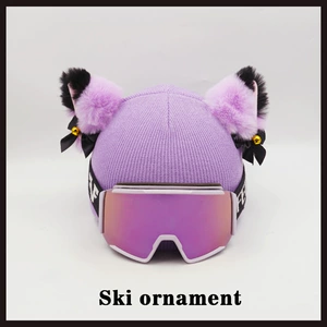 Cute Ski Helmet Cover with 3D Black and Purple Bell Cat Ears