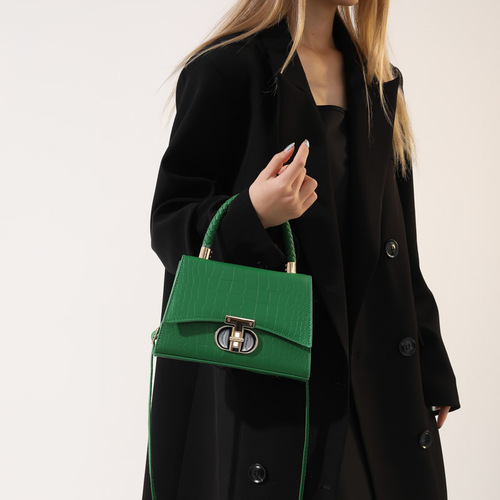 Solid-color lock-style chic shoulder crossbody bag — the  trendy Korean-style minimalist & stylish small square bag for women, perfect for casual outings.