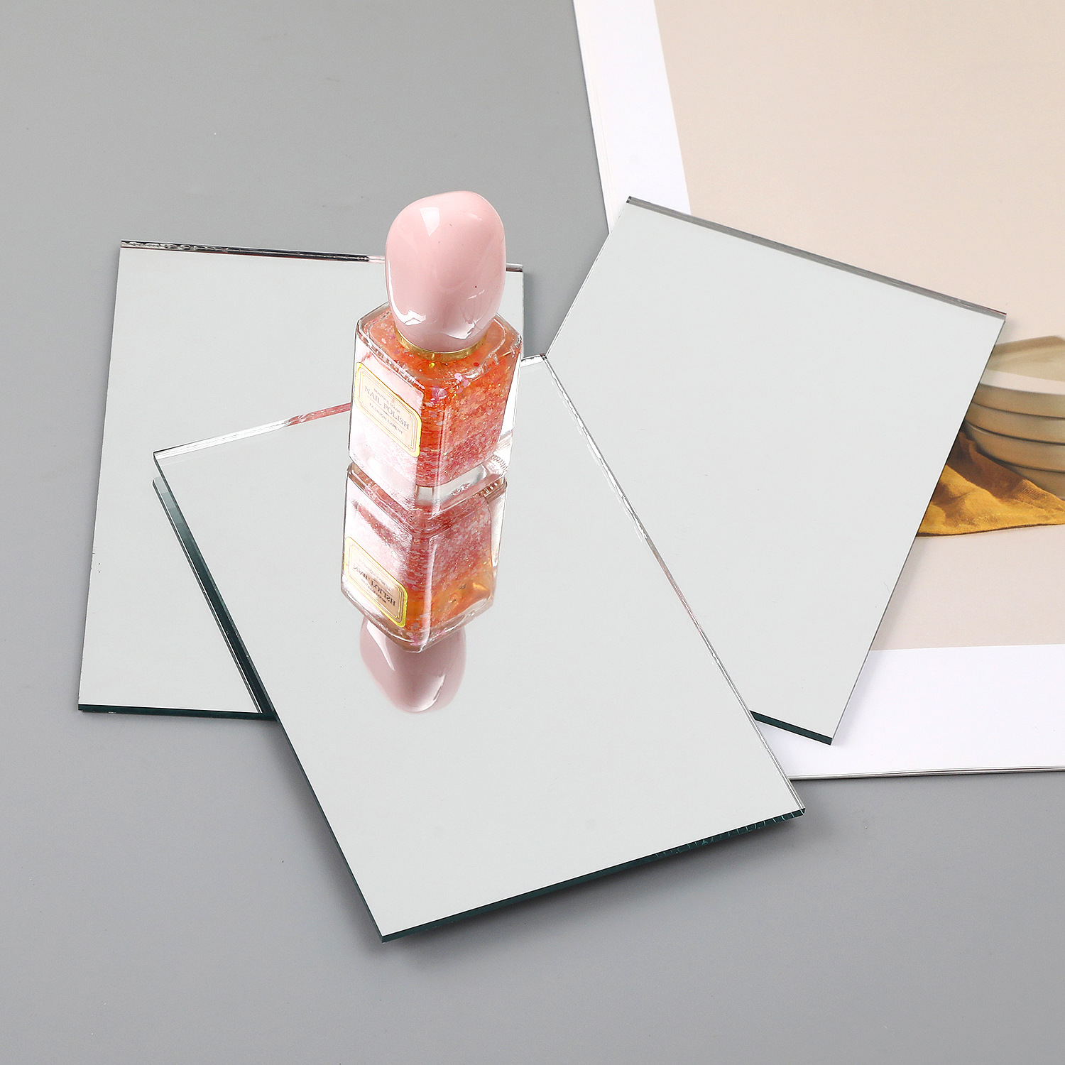 Manufacturer Wholesale Square Glass Lens Bathroom Bathroom Makeup Mirror Single-Sided Home Wall-Mounted DIY Glass Mirror