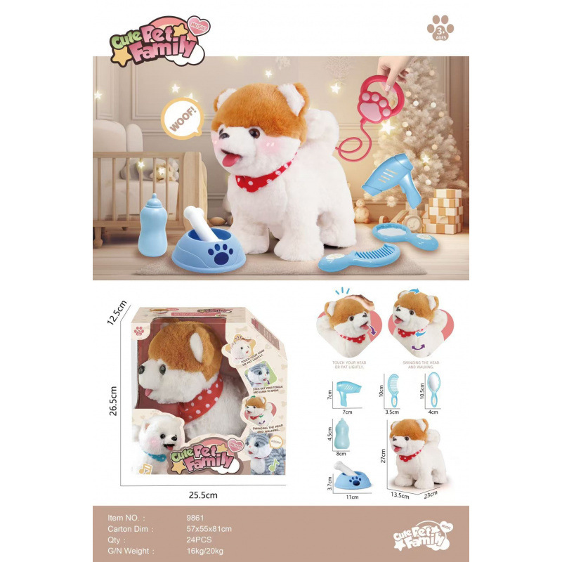 Club Teddy Club Peluche eléctrico Conejo blanco Golden Retriever Juguetes para niños Caminar llamado Muñeca de mascota