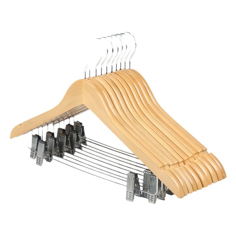 Percha de madera hotel especial percha de ropa de madera sólida tienda de ropa antideslizante percha de ropa de madera fuente al por mayor