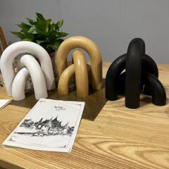 木製置物アーチアーチ装飾木製工芸品置物幾何学芸術装飾カフェデスクトップ置物