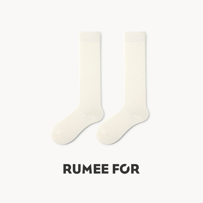 Calcetines Lumi hasta la pantorrilla para mujer en blanco y negro, calcetines antideslizantes JK hasta la pantorrilla combinados con mocasines, calcetines largos blancos absorbentes del sudor para primavera y verano, calcetines Zhuji.