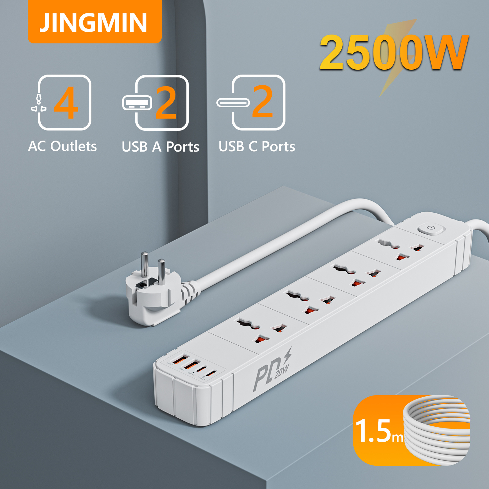 亚马逊新款万能插排通用万能排插英标美规usb多孔PD快充插线板