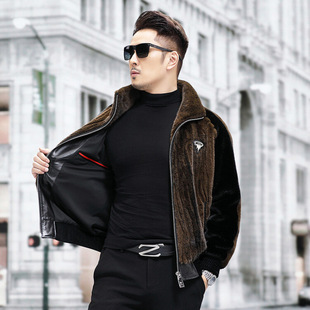 Haining Fur Fur One-piece Snow Mink Fleece Young and Middle-aged Men's Thickened Warm Cold-proof Collar Jacket Men's Jacket