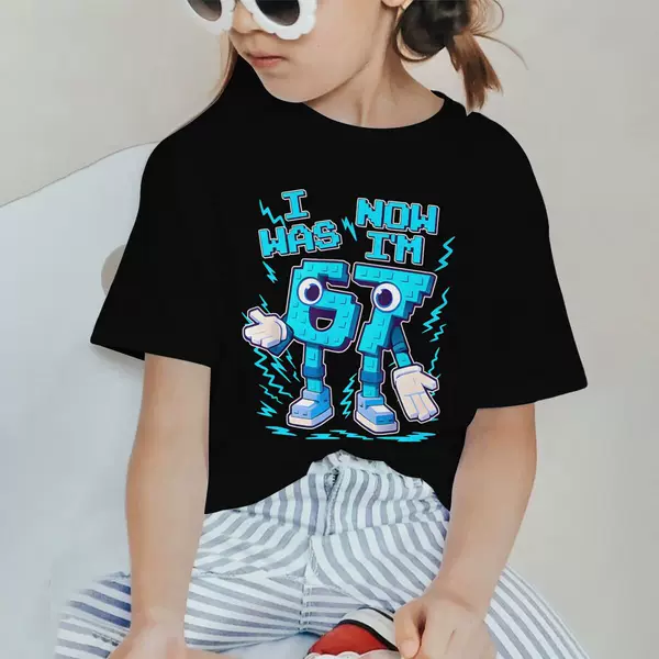 Amazon's Best-Selling I Was 6 Now I'M 7 Year Printed Fashionable Children's Short-Sleeved Loose Casual Top