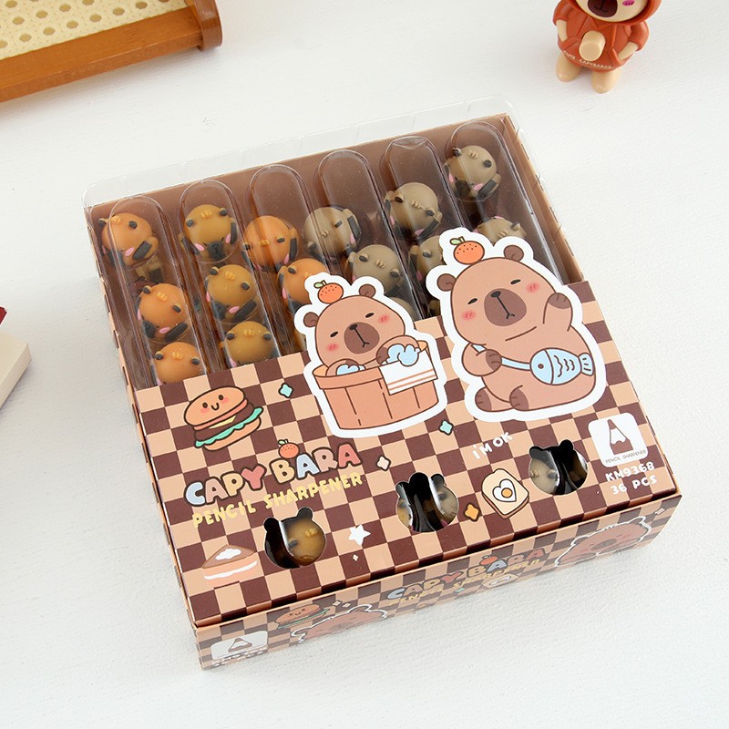 Nuevo producto Capi capibara sacapuntas dibujos animados lindo muñeco sacapuntas de silicona sacapuntas portátiles para estudiantes de escuela primaria