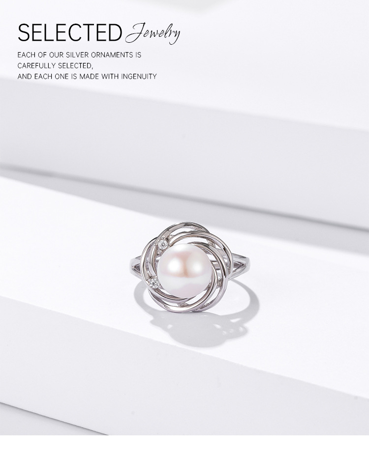 Fashion Flower Sterling Silver Open Ring Inlay Zircon 925 Silver Rings