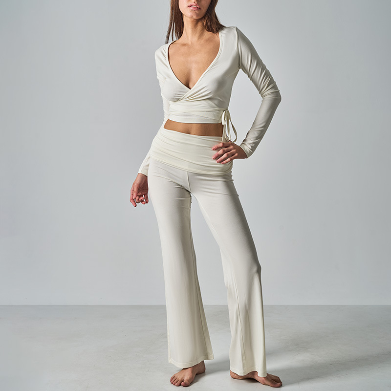 Skims Same Style Leggings&Pantcotton Jersey Slim Stretch Yoga Reverse Waist Flared Pants Suit