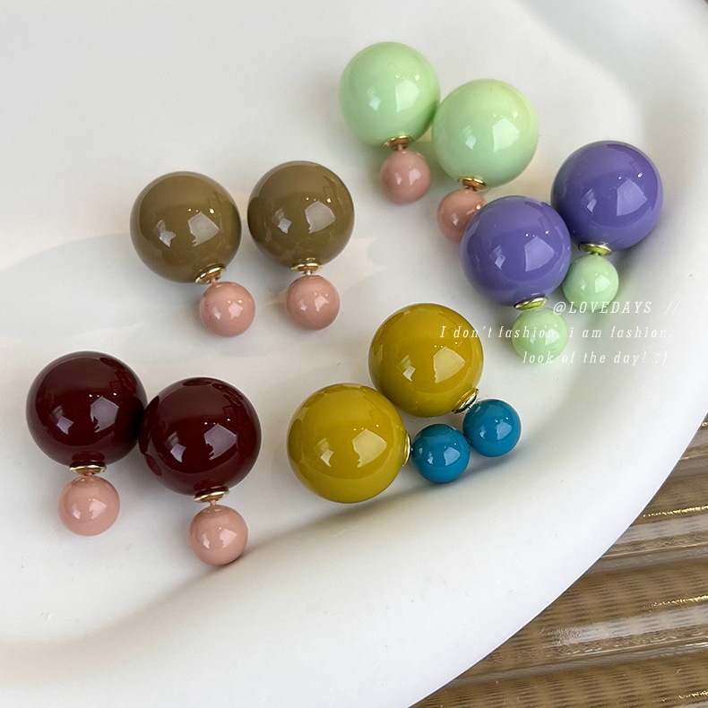 8g Weight Ear Studs Classification 1 Pair Simple Style Ball Resin Stamping Women's Ear Studs