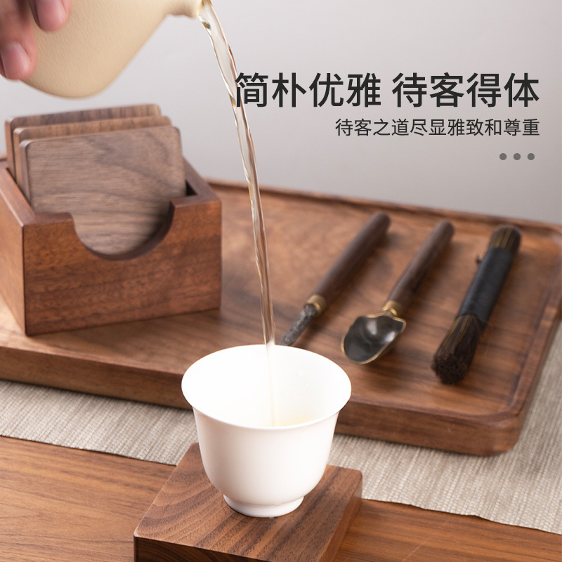 黒胡桃実木コースター日本式デスクトップ北欧シンプルコーヒーマット家庭用木製マグカップ食卓断熱マット|undefined