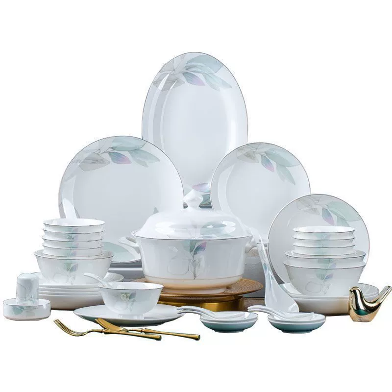 2024 новый стиль набор мисок и тарелок для дома Jingdezhen светлая роскошь новоселье керамические миски и палочки ощущение сервировки столовых приборов тарелки фарфор