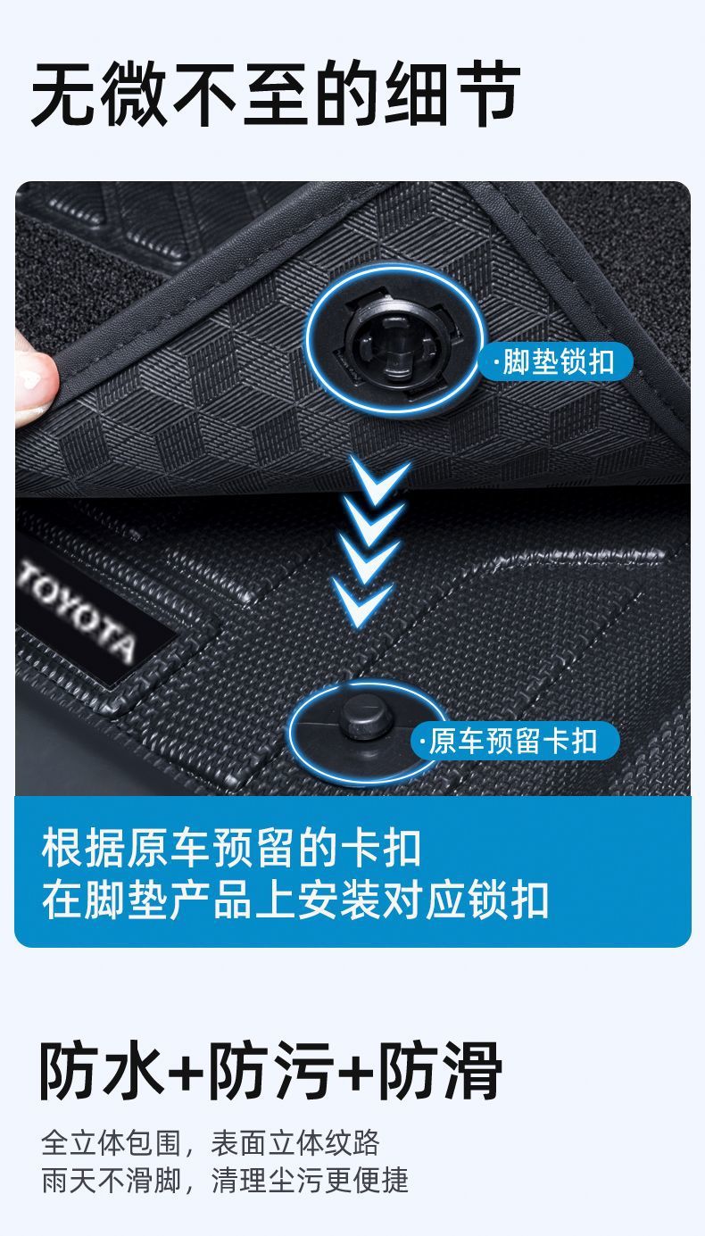 Suitable for Toyota Leiling Foot Pad TPE Car Foot Pad Dual Engine Hybrid Rear 23 19 Surrounding Car Foot Pad