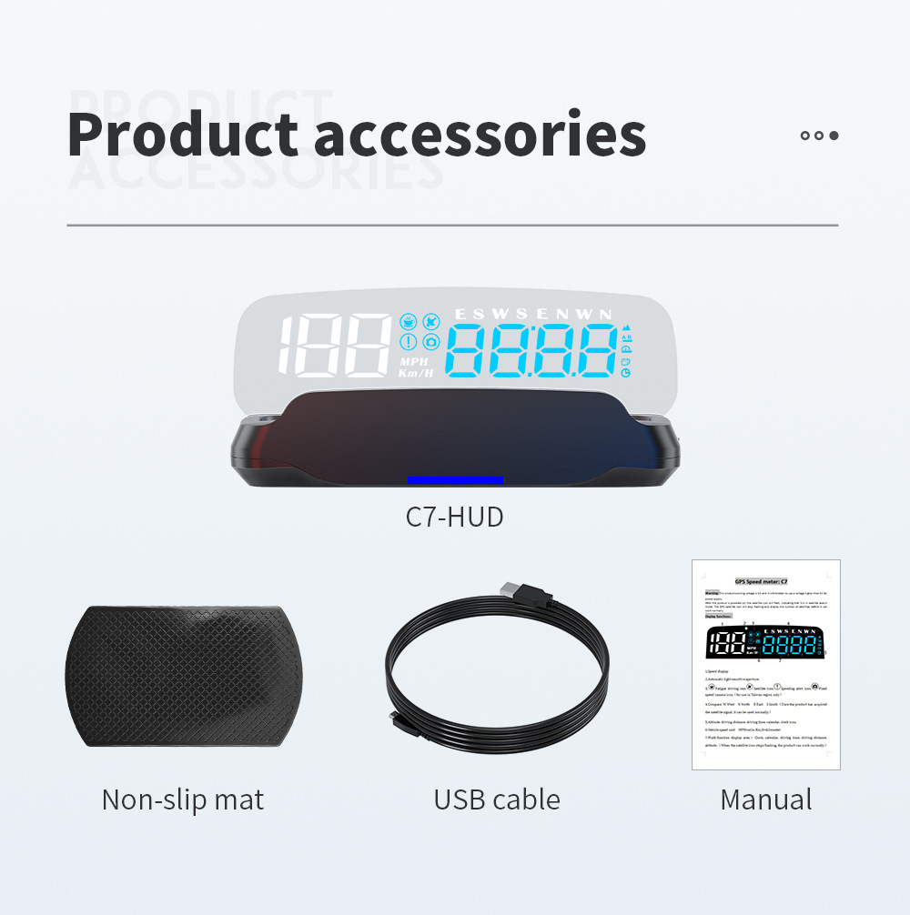 No ghosting HUD head-up display car GPS high-definition USB-powered universal car speedometer altitude date