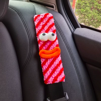 Seat belt shoulder pad Shoulder Cover Car Safety Belt - little-monster-1-red-and-pink-pattern-plush-shoulder-pad