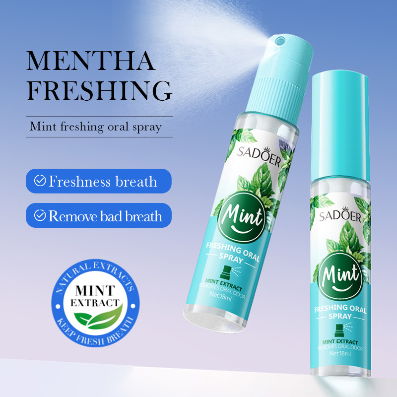 Spray Bucal Refrescante de Menta, Aliento Fresco y Portátil
