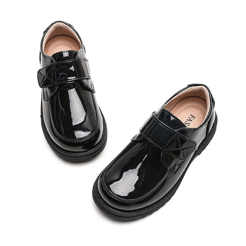 Boys' Leather Shoes 2024 Spring and Autumn Soft Sole for Middle and Large Children, New Performance Black Boys' British Style Student Children's Shoes
