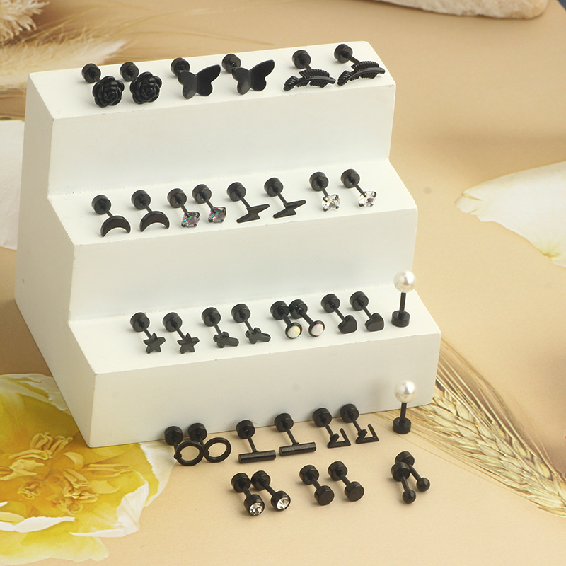 Gold Heart-Shaped Mini Stud Earrings Stainless Steel Geometric Cake Studs for Women detail image 9
