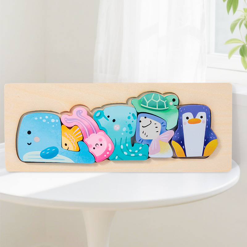 Madera para niños animales padres-hijos puzzle tridimensional bloques de construcción puzzle bebé puzzle de madera ayuda de enseñanza temprana juguetes de puzzle
