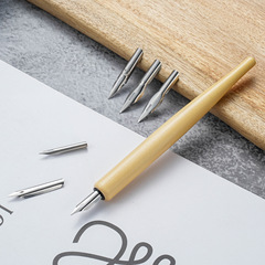 Retro dip pen solid wood pen art English calligraphy comic pen set wooden pole dip pen with replaceable nib