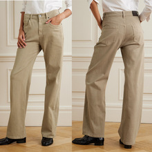 2025年春夏新款欧美BC同款高腰鸽黄色阿苏特水洗染色直筒牛仔裤女