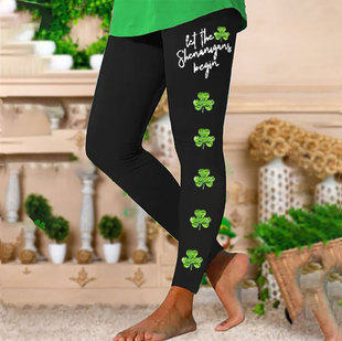 Spring cross-border Irish San Paric Clover wide waist tights digital printing women's yoga fitness pants