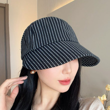春夏出行游玩防晒遮掩鸭舌帽条纹简约风时尚通勤速干大头围可调节