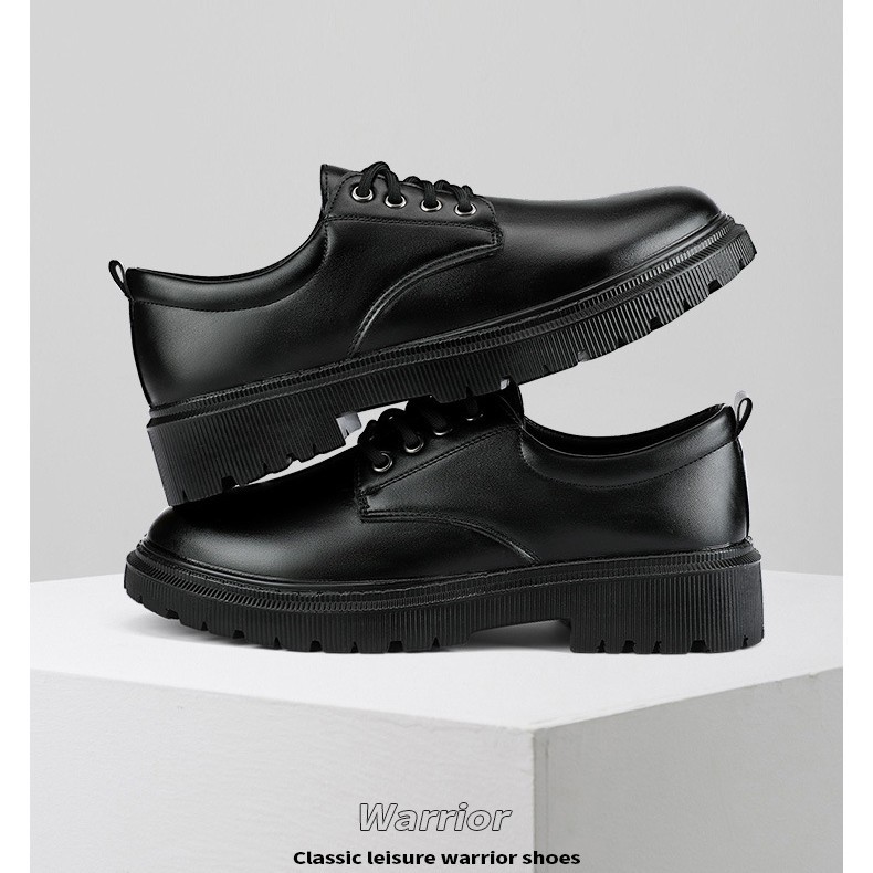 Zapatos de cuero para hombre, estilo británico, informales, con suela blanda, transpirables para todas las estaciones, formales para negocios, negros, que aumentan la altura, ideales para novios. image 5