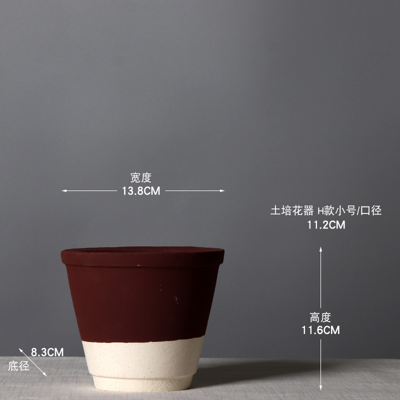 わびさび風レトロ陶器植木鉢多肉植物陶器古い杭鉢フラワーショップB&B小さな粗い陶器植木鉢|undefined
