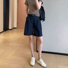 超薄柔软水洗松紧腰显瘦休闲四分牛仔中裤女2025夏新款K1266L