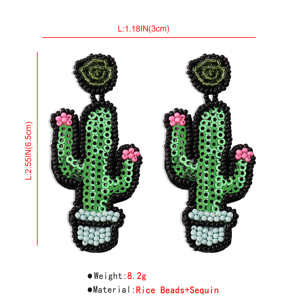 Fashion Bohemian Ethnic Style Cactus Beaded Sequins Vintage Geometry Earrings display picture 4