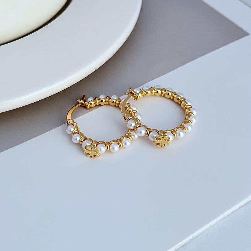 Fashionable elegant geometric stone inlay pearl
