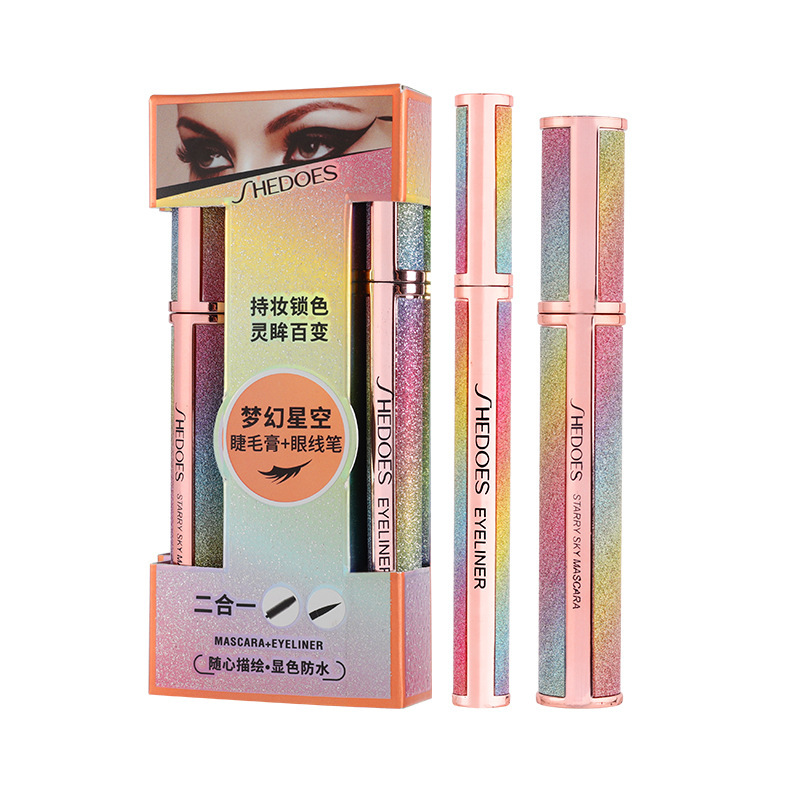 Shedoes Douyin Live Starry Sky 4D rímel Eyeliner Set Impermeable, grueso, rizado, sin manchas, secado rápido