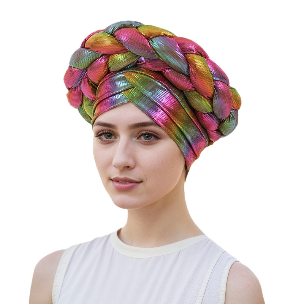 Pălărie musulmană, eșarfă pentru cap, pălărie magică musulmană, pălărie pentru femei cu frunte încrucișată, împletitură dublă_voghion.com