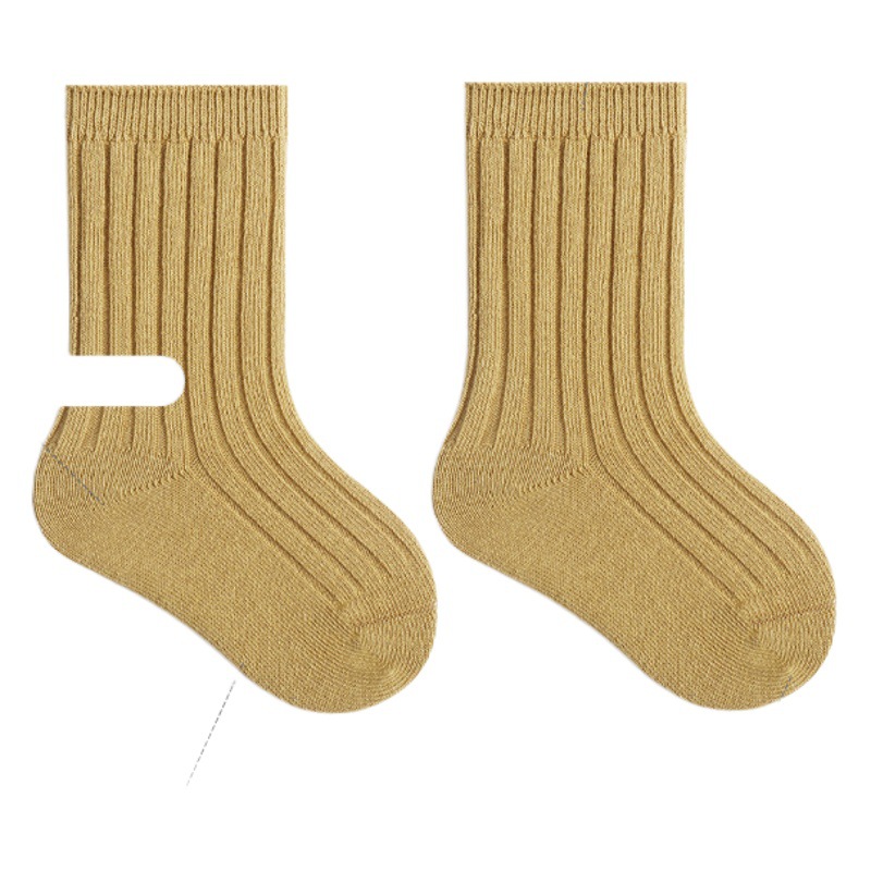 2022 Otoño e Invierno nuevos calcetines para niños calcetines de bebé sin hueso de color sólido con aguja Doble