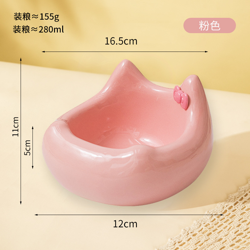 Cerámica para gatitos, linda y creativa boca oblicua, perros pequeños y medianos, cuencos para mascotas altos, alimentos, agua potable, cuencos de arroz al por mayor