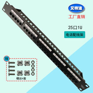 P01023 Telephone Patch Panel 25-Port Modular Telephone Patch Panel + Rear Cable Management Rack Factory Direct Approval