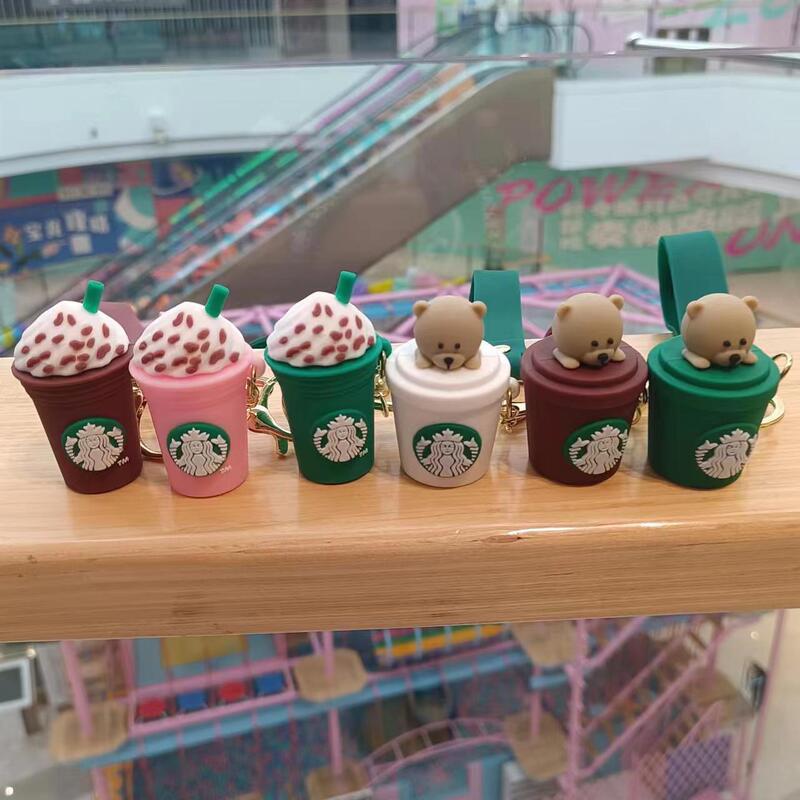Cross-Border Starbucks Milk Tea Cup Keychain Creative Bag Pendant Car Keychain Cute Doll Gift Wholesale