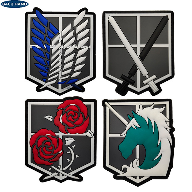 Attack on Titan Badge Pvc 3D Soft Rubber Velcro Badge Survey Corps Armband Military Fan Accessories