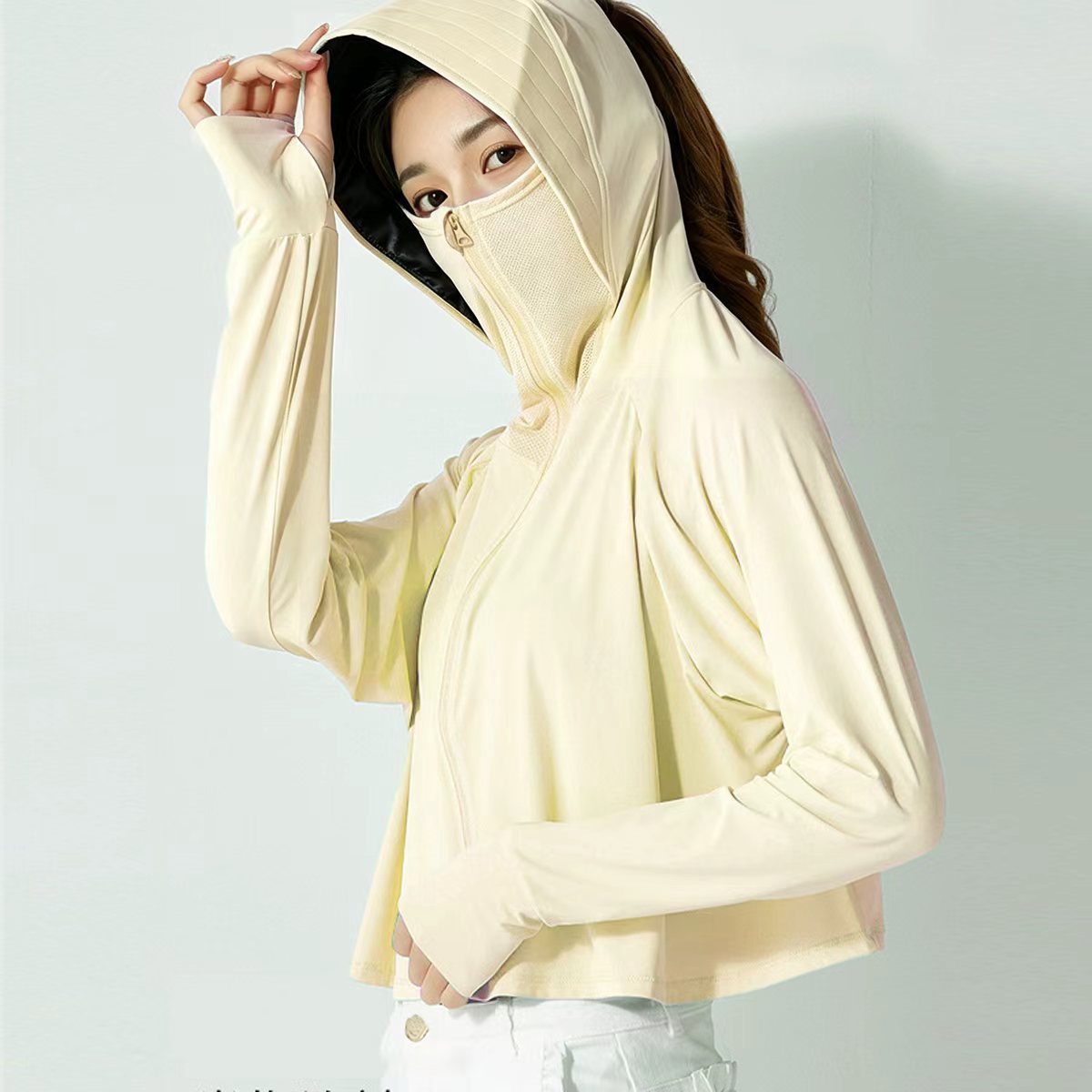 2026 New Model Original Yarn Ice Silk Sun Protection Clothing Outdoor Skin Jacket Thin Style Women's Uv Protection Breathable Shawl Sun Protection Clothing