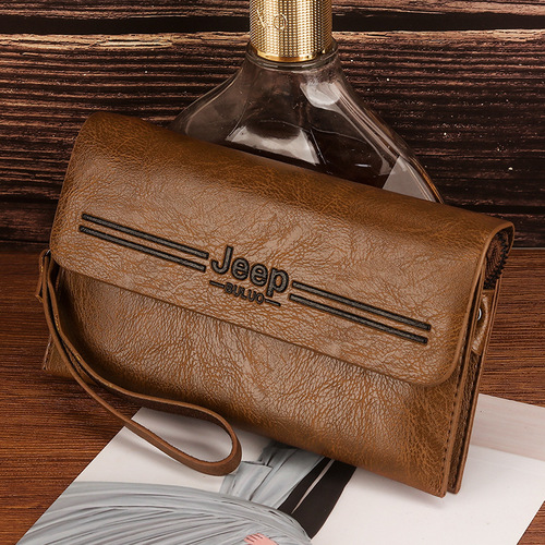 Cross-border new men's popular wallet PU fashionable large capacity men's handbag mobile phone bag wrist bag