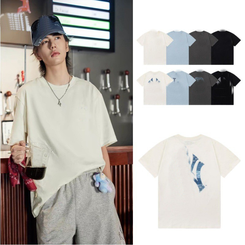 2026 Summer New Style·Mlb Imitation Denim Monogram Back Label Short-Sleeved T-Shirt Pure Cotton Loose Casual Style for Both Men and Women 2026 Summer New Style·Mlb Imitation Denim Monogram Back Label Short-Sleeved T-Shirt Pure Cotton Loose Casual Style for Both Men and Women
