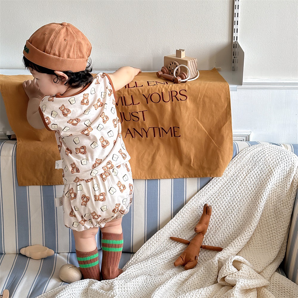 Traje de pantalones cortos de chaleco para niños de verano para niños de estilo coreano 1-3 años